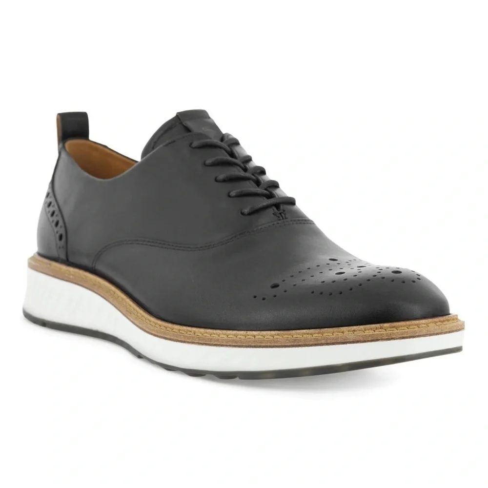 ECCO MEN'S ST 1 HYBRID OXFORD WING SHOE BLACK 83684401001 Size 10.5 EUC